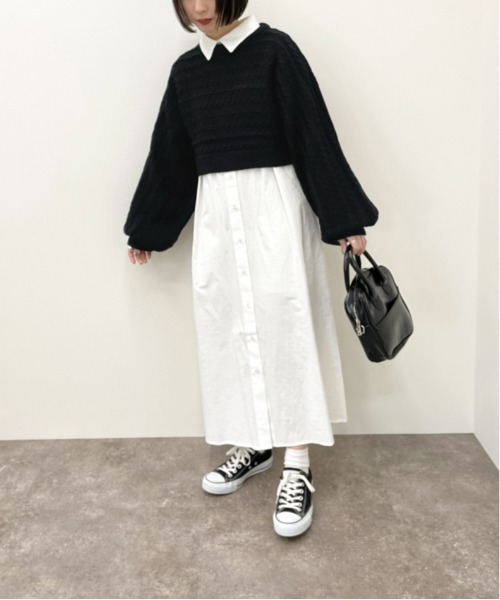 apres jour mignon（アプレジュールミニョン）の「ショートケーブルニット 【ZOZOTOWN限定アイテム】（ニット/セーター・レディース・カーキ/アイボリー/ブラック/ダークブルー・フリー/X-LARGE）」の22枚目の写真