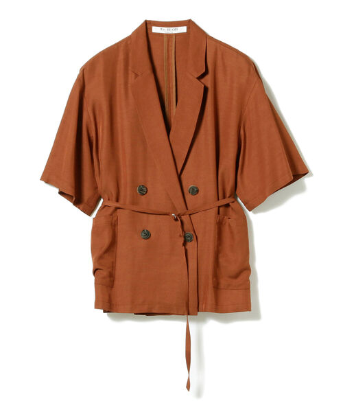 Ray BEAMS（レイビームス）の「Ray BEAMS / ベルテッド ハーフスリーブ ジャケット（テーラードジャケット・レディース・ダークブラウン/イエロー系その他5・ONE SIZE）」の7枚目の写真