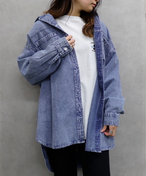 UNDERWRAPS(アンダーラップス)の「UNDERWRAPS / アンダーラップス BIGデニムシャツ (M3)(シャツ/ブラウス・レディース・ケミカルウォッシュ/インディゴブルー・M/L)」の10枚目の写真