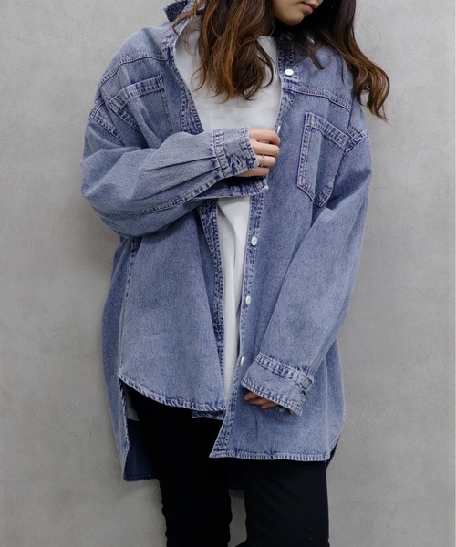 UNDERWRAPS(アンダーラップス)の「UNDERWRAPS / アンダーラップス BIGデニムシャツ (M3)(シャツ/ブラウス・レディース・ケミカルウォッシュ/インディゴブルー・M/L)」の12枚目の写真