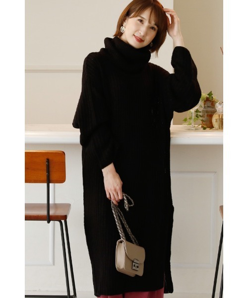 ElegChic(エレグシック)の「オフタートルニットワンピース(ワンピース・レディース・ブラック/モカ・XL/4L/M)」の5枚目の写真