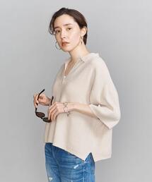 BEAUTY&YOUTH UNITED ARROWS | BY ループヤーンスキッパー5分袖ニットプルオーバー -ウォッシャブル-(ニット/セーター)