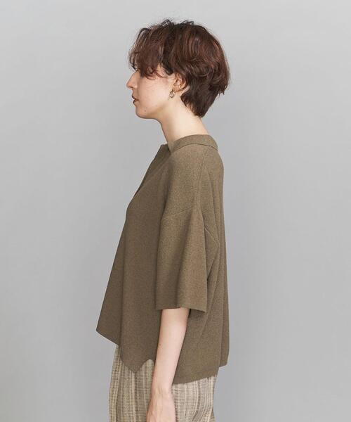 BEAUTY&YOUTH UNITED ARROWS（ビューティーアンドユースユナイテッドアローズ）の「BY ループヤーンスキッパー5分袖ニットプルオーバー -ウォッシャブル-（ニット/セーター・レディース・モカ/ナチュラル・FREE）」の15枚目の写真