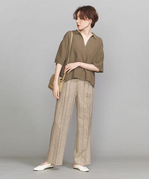 BEAUTY&YOUTH UNITED ARROWS（ビューティーアンドユースユナイテッドアローズ）の「BY ループヤーンスキッパー5分袖ニットプルオーバー -ウォッシャブル-（ニット/セーター・レディース・モカ/ナチュラル・FREE）」の17枚目の写真