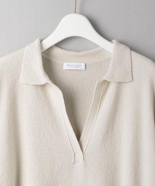 BEAUTY&YOUTH UNITED ARROWS（ビューティーアンドユースユナイテッドアローズ）の「BY ループヤーンスキッパー5分袖ニットプルオーバー -ウォッシャブル-（ニット/セーター・レディース・モカ/ナチュラル・FREE）」の12枚目の写真