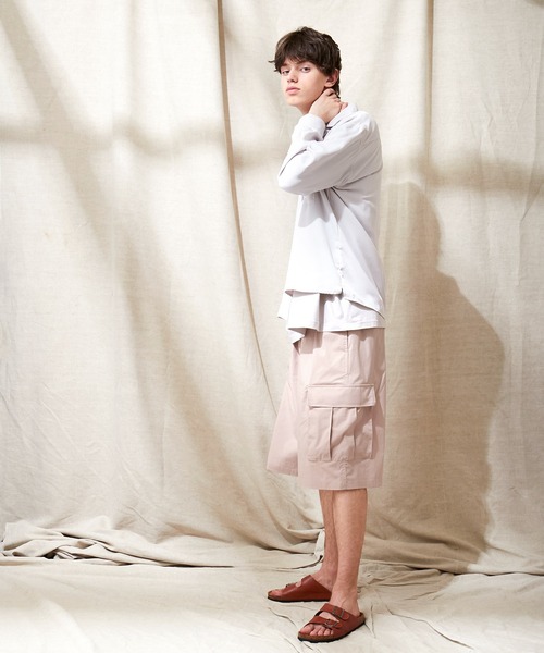 EMMA CLOTHES(エマクローズ)の「コットンナイロンストレッチ ワイドシルエットカーゴショーツ EMMA CLOTHES(その他パンツ・メンズ・ライラック/ブラック/ベージュ・L/M)」の10枚目の写真