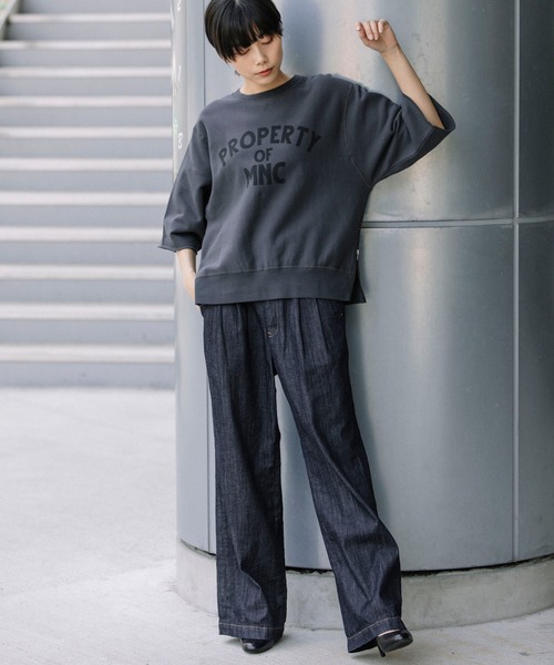 Munich(ミューニック)の「バイオウォッシュフレンチテリー ロゴプリントスウェット(スウェット・レディース・アイボリー/ダークグレー/キャメル・FREE)」の14枚目の写真