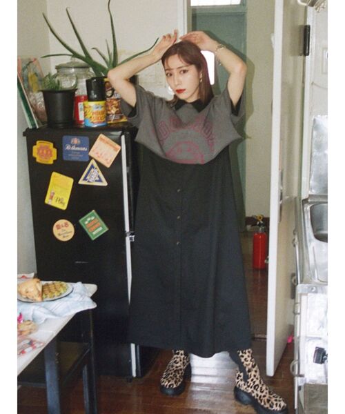 jouetie（ジュエティ）の「カレッジレイヤードシャツワンピース【クロップド】（ワンピース・レディース・アイボリー/ブラック/ネイビー・MEDIUM）」の5枚目の写真