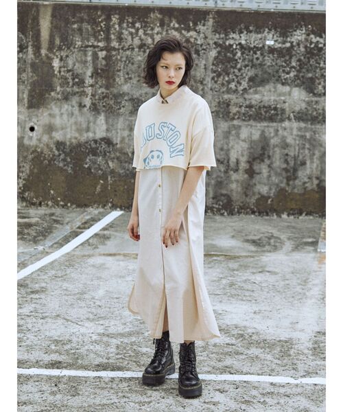 jouetie（ジュエティ）の「カレッジレイヤードシャツワンピース【クロップド】（ワンピース・レディース・アイボリー/ブラック/ネイビー・MEDIUM）」の9枚目の写真