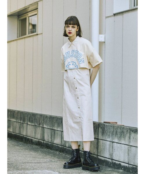 jouetie（ジュエティ）の「カレッジレイヤードシャツワンピース【クロップド】（ワンピース・レディース・アイボリー/ブラック/ネイビー・MEDIUM）」の11枚目の写真