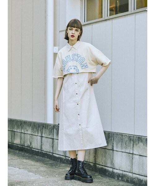 jouetie（ジュエティ）の「カレッジレイヤードシャツワンピース【クロップド】（ワンピース・レディース・アイボリー/ブラック/ネイビー・MEDIUM）」の12枚目の写真