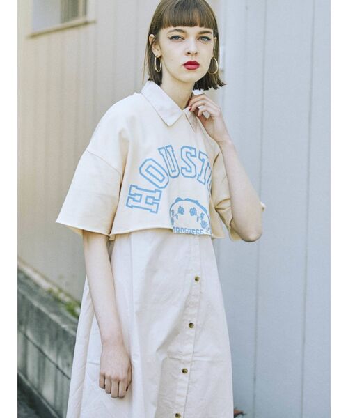 jouetie（ジュエティ）の「カレッジレイヤードシャツワンピース【クロップド】（ワンピース・レディース・アイボリー/ブラック/ネイビー・MEDIUM）」の14枚目の写真