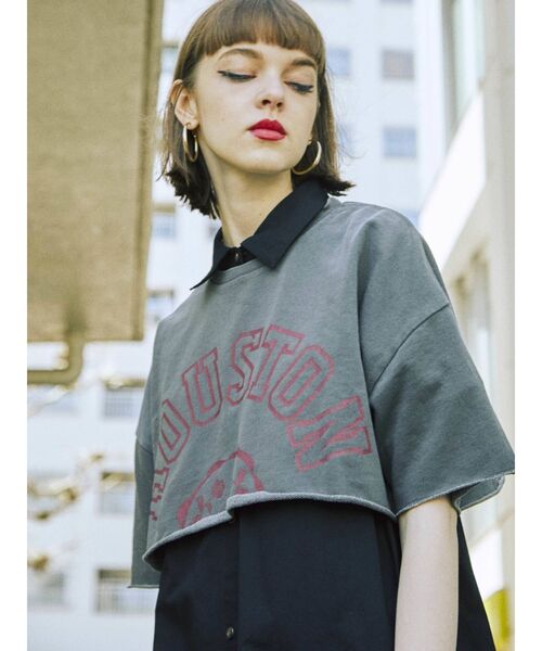 jouetie（ジュエティ）の「カレッジレイヤードシャツワンピース【クロップド】（ワンピース・レディース・アイボリー/ブラック/ネイビー・MEDIUM）」の18枚目の写真