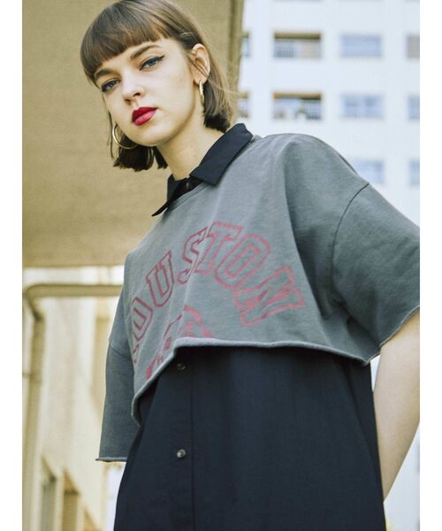 jouetie（ジュエティ）の「カレッジレイヤードシャツワンピース【クロップド】（ワンピース・レディース・アイボリー/ブラック/ネイビー・MEDIUM）」の19枚目の写真