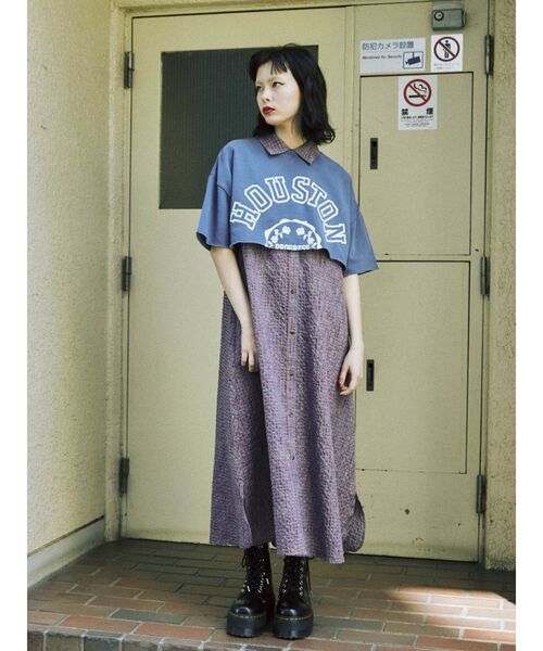 jouetie（ジュエティ）の「カレッジレイヤードシャツワンピース【クロップド】（ワンピース・レディース・アイボリー/ブラック/ネイビー・MEDIUM）」の21枚目の写真