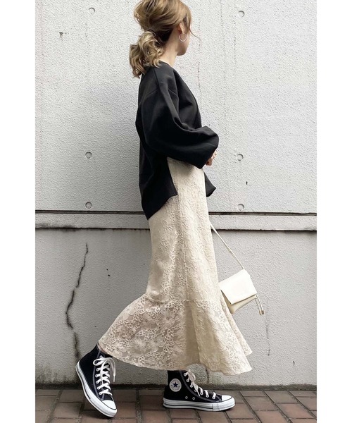 FREE'S MART（フリーズマート）の「【Sシリーズ対応】◇ハイウエストレースマーメードスカート（スカート・レディース・ホワイト/ブラック/ブラウン/パープル・SMALL/MEDIUM）」の13枚目の写真