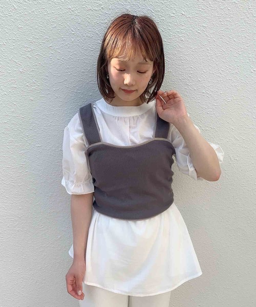 Clice de Paris（クリシェドゥパリス）の「ESビスチェチュニック（シャツ/ブラウス・レディース・ベージュ/チャコールグレー・ONESIZE）」の9枚目の写真