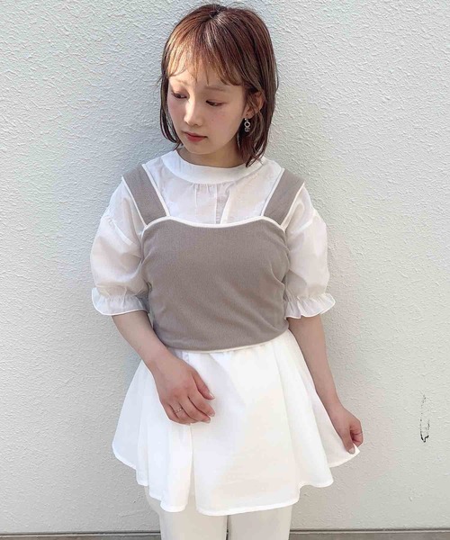 Clice de Paris（クリシェドゥパリス）の「ESビスチェチュニック（シャツ/ブラウス・レディース・ベージュ/チャコールグレー・ONESIZE）」の7枚目の写真