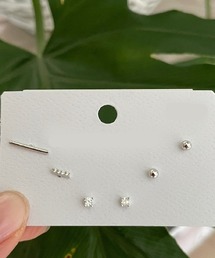 Ritomo De Ricco | 金属アレルギー対応　シルバー925ポストプチサイズピアス3点セット(ピアス（両耳用）)