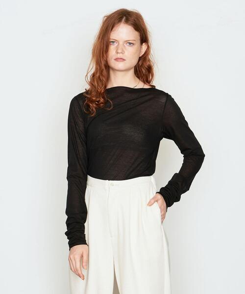 AEWEN MATOPH（イウエン マトフ）の「＜AEWEN MATOPH（イウエン マトフ）＞シアー ボートネック カットソー（Tシャツ/カットソー・レディース・ホワイト/ブラック/ピンク・FREE）」の3枚目の写真