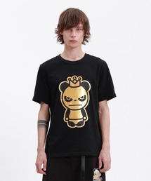 HIPANDA ハイパンダ メンズ キングパンダ ゴールドプリント 半袖Tシャツ