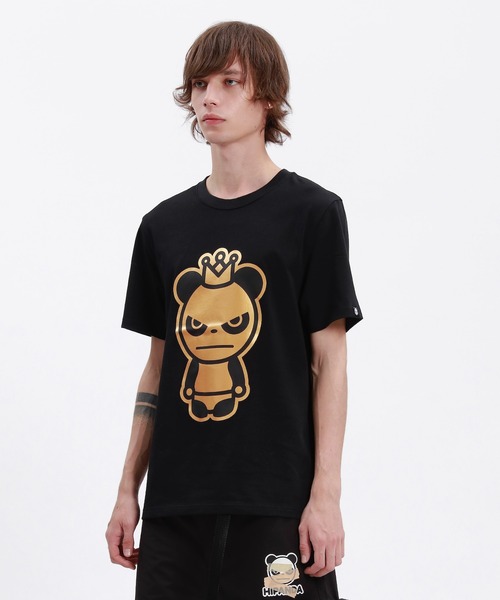 パーカー HIPANDA ハイパンダ レディース HIPANDAロゴ ベーシック ゴールドプリント 半袖Tシャツ レディース HIPANDA パーカー ハイパンダ レディース HIPANDAロゴ