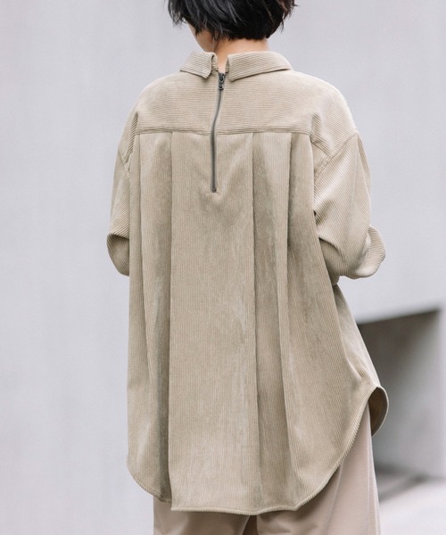 Munich(ミューニック)の「ストレッチコーデュロイバックジップシャツブラウス(セットアップ可)(シャツ/ブラウス・レディース・ベージュ/アイボリー/ダークグレー/グレイッシュブルー・FREE)」の17枚目の写真