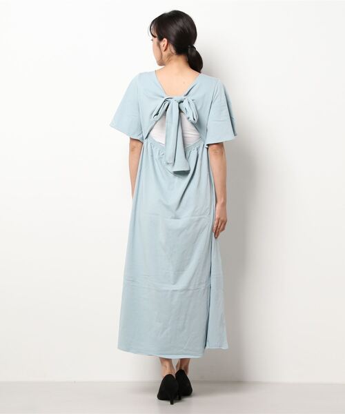 CAMILLE EAU（カミーユオー）の「バックリボンフレアカットワンピース（ワンピース・レディース・チャコールグレー/ライトブルー/グレイッシュベージュ・MEDIUM）」の7枚目の写真