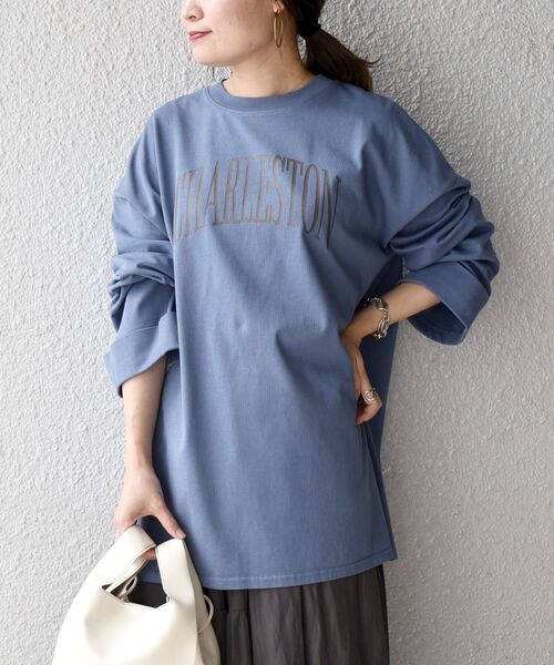 SHIPS(シップス)の「【WEB限定】ダブルフレアスリーブカレッジTEE◇(Tシャツ/カットソー・レディース・ダークグレー/チャコールグレー/ライトブルー/アイボリー/オフホワイト/サックスブルー・ONE SIZE)」の6枚目の写真