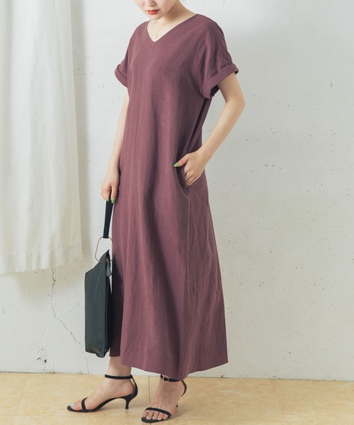 URBAN RESEARCH ROSSO（アーバンリサーチロッソ）の「リネン混コクーンワンピース（ワンピース・レディース・チャコールグレー/カーキ/ピンク系その他・FREE）」の9枚目の写真
