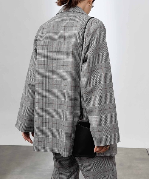 COLONY 2139（コロニートゥーワンスリーナイン）の「TR先染ダブルブレストテーラードジャケット(セットアップ可)（テーラードジャケット・レディース・ブラウン/グレー・LARGE/MEDIUM）」の10枚目の写真