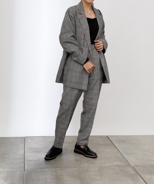 COLONY 2139（コロニートゥーワンスリーナイン）の「TR先染ダブルブレストテーラードジャケット(セットアップ可)（テーラードジャケット・レディース・ブラウン/グレー・LARGE/MEDIUM）」の13枚目の写真