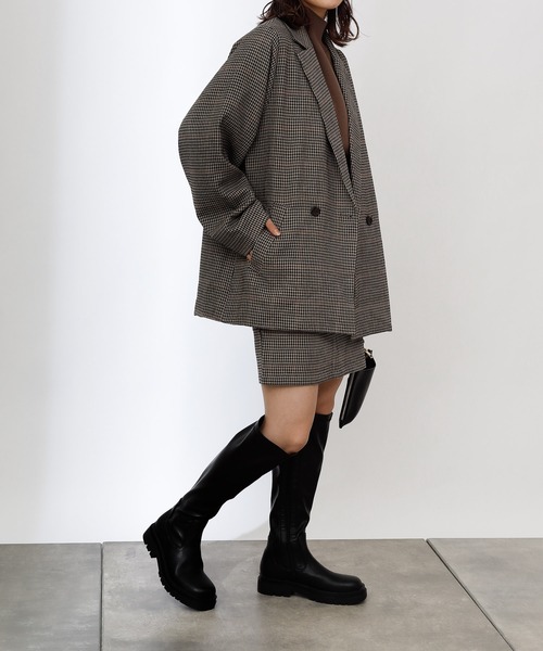 COLONY 2139（コロニートゥーワンスリーナイン）の「TR先染ダブルブレストテーラードジャケット(セットアップ可)（テーラードジャケット・レディース・ブラウン/グレー・LARGE/MEDIUM）」の16枚目の写真