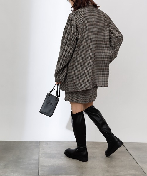 COLONY 2139（コロニートゥーワンスリーナイン）の「TR先染ダブルブレストテーラードジャケット(セットアップ可)（テーラードジャケット・レディース・ブラウン/グレー・LARGE/MEDIUM）」の12枚目の写真