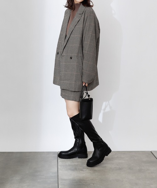 COLONY 2139（コロニートゥーワンスリーナイン）の「TR先染ダブルブレストテーラードジャケット(セットアップ可)（テーラードジャケット・レディース・ブラウン/グレー・LARGE/MEDIUM）」の6枚目の写真