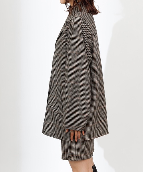 COLONY 2139（コロニートゥーワンスリーナイン）の「TR先染ダブルブレストテーラードジャケット(セットアップ可)（テーラードジャケット・レディース・ブラウン/グレー・LARGE/MEDIUM）」の11枚目の写真