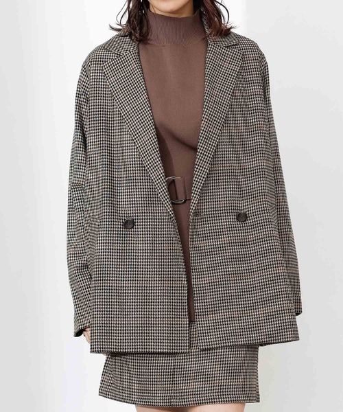 COLONY 2139（コロニートゥーワンスリーナイン）の「TR先染ダブルブレストテーラードジャケット(セットアップ可)（テーラードジャケット・レディース・ブラウン/グレー・LARGE/MEDIUM）」の21枚目の写真