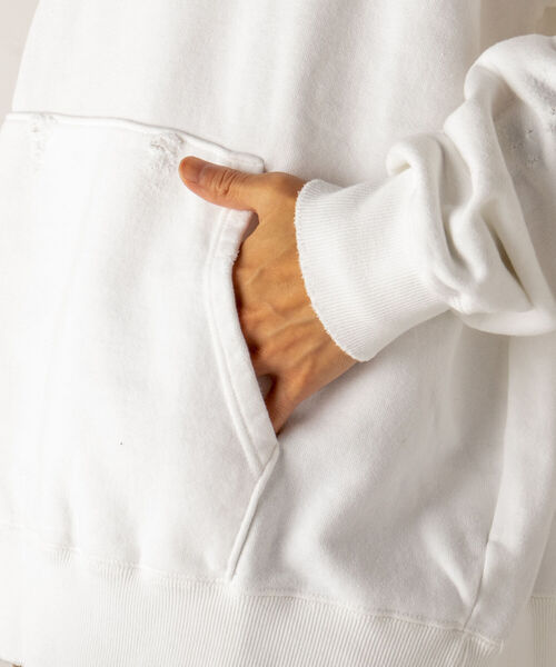 GLOSTER（グロスター）の「【GLOSTER/グロスター】ダメージ加工 プルオーバーパーカー（パーカー・メンズ・ホワイト/ブラック・MEDIUM）」の21枚目の写真