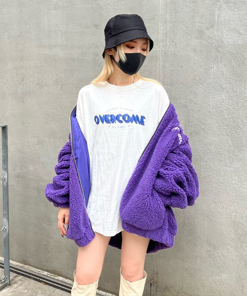 RASVOA(ラスボア)の「カレッジロゴオーバーボアブルゾン(ブルゾン・レディース・ブラック/パープル/グリーン・FREE)」の13枚目の写真