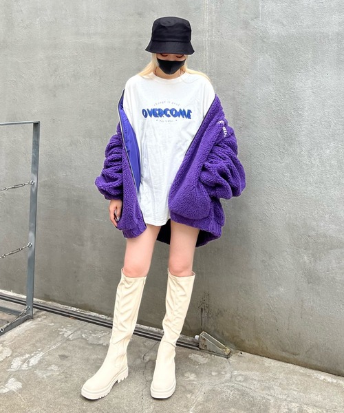 RASVOA(ラスボア)の「カレッジロゴオーバーボアブルゾン(ブルゾン・レディース・ブラック/パープル/グリーン・FREE)」の16枚目の写真