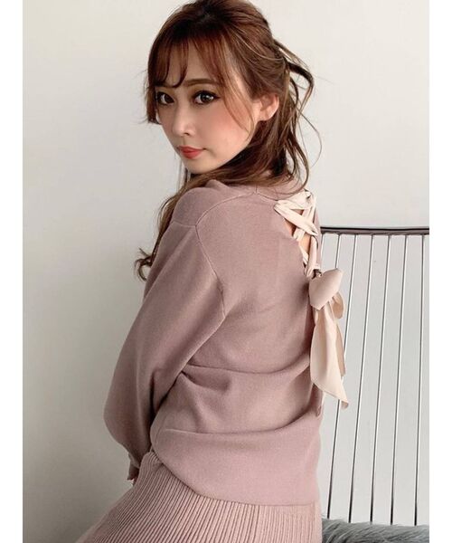 RESEXXY（リゼクシー）の「レースアップニットトップス【セットアップ着用可能】（ニット/セーター・レディース・ブラック/ブルー/モカ・FREE）」の2枚目の写真