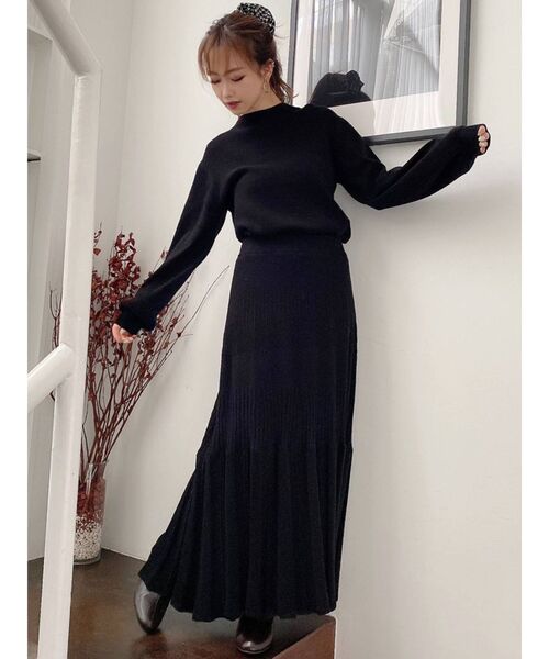 RESEXXY（リゼクシー）の「レースアップニットトップス【セットアップ着用可能】（ニット/セーター・レディース・ブラック/ブルー/モカ・FREE）」の4枚目の写真