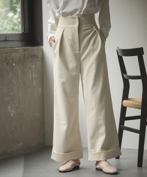 ANT（アント）の「ハイウエストワイドタックパンツ【ANT】（その他パンツ・レディース・アイボリー/ブラック/グレー・FREE）」の2枚目の写真