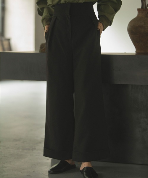 ANT（アント）の「ハイウエストワイドタックパンツ【ANT】（その他パンツ・レディース・アイボリー/ブラック/グレー・FREE）」の3枚目の写真