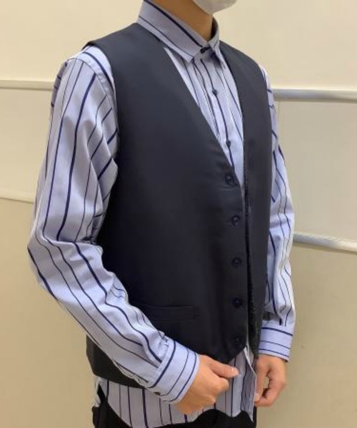 TOKYO SHIRTS(トウキョウシャツ)の「中綿リバーシブルジレ(ベスト・メンズ・ネイビー/ブラウン・LL/M/L)」の5枚目の写真