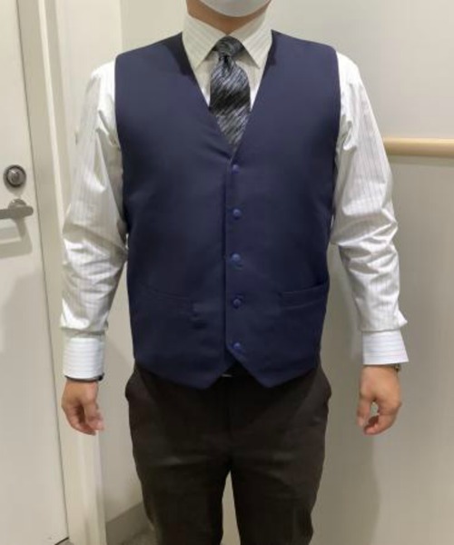 TOKYO SHIRTS(トウキョウシャツ)の「中綿リバーシブルジレ(ベスト・メンズ・ネイビー/ブラウン・LL/M/L)」の4枚目の写真