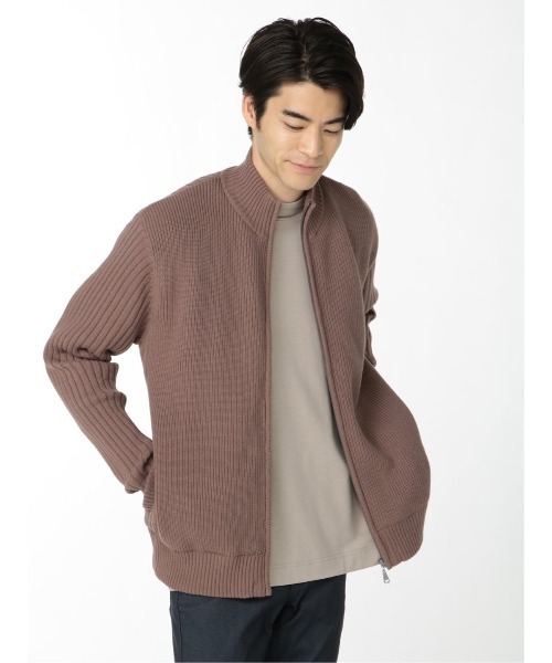 エムエフエディトリアルメンズ M F Editorial Men 裏ボア 畦編み スタンドフルzip ニットアウター