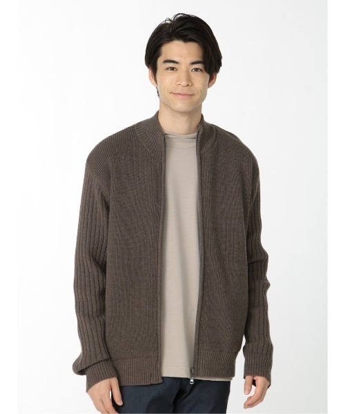 エムエフエディトリアルメンズ M F Editorial Men 裏ボア 畦編み スタンドフルzip ニットアウター