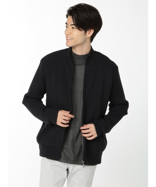 エムエフエディトリアルメンズ M F Editorial Men 裏ボア 畦編み スタンドフルzip ニットアウター