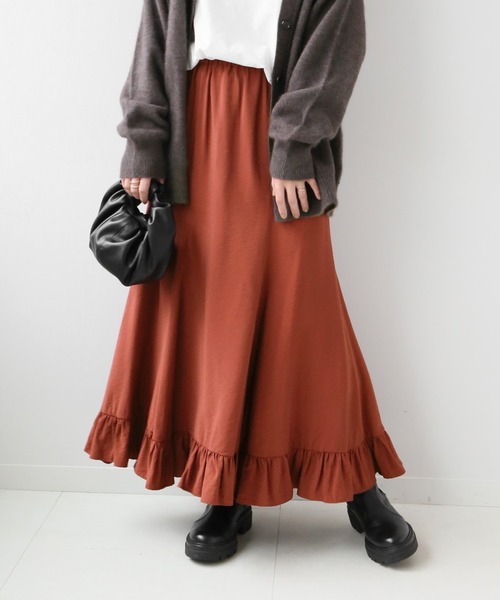 JOURNAL STANDARD relume(ジャーナルスタンダード レリューム)の「ウォッシャブルヘムギャザーイージースカート◆(スカート・レディース・ブラウン/レッド/ブラック・FREE)」の3枚目の写真